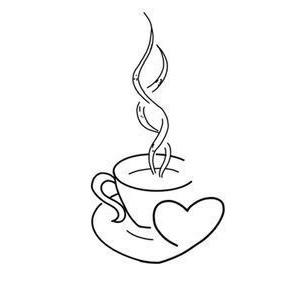 Small coffee cup fine line tattoo with heart design for walk-in in Málaga